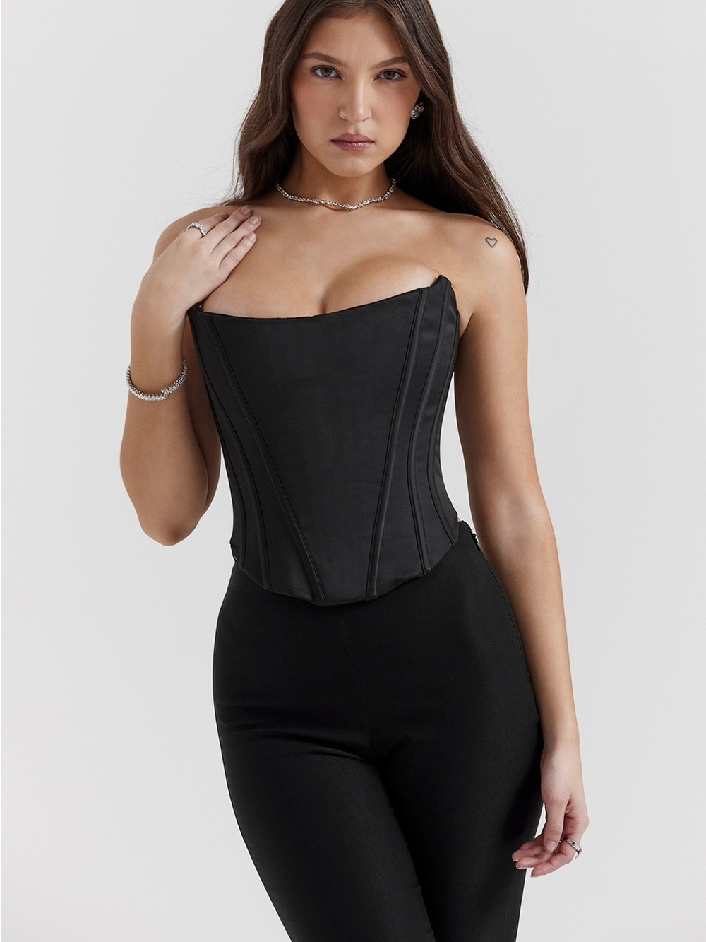House of CB Genevieve Strapless Satin Corset Top